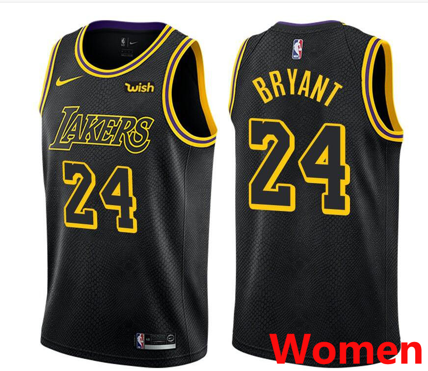 Custom Womens Kobe Bryant Lakers #24 city jersey black NBA Jerseys